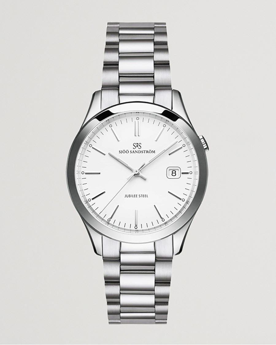 Uomini | Sjöö Sandström Jubilee Steel Quartz 40mm White/Steel | Sjöö Sandström | Jubilee Steel Quartz 40mm White/Steel