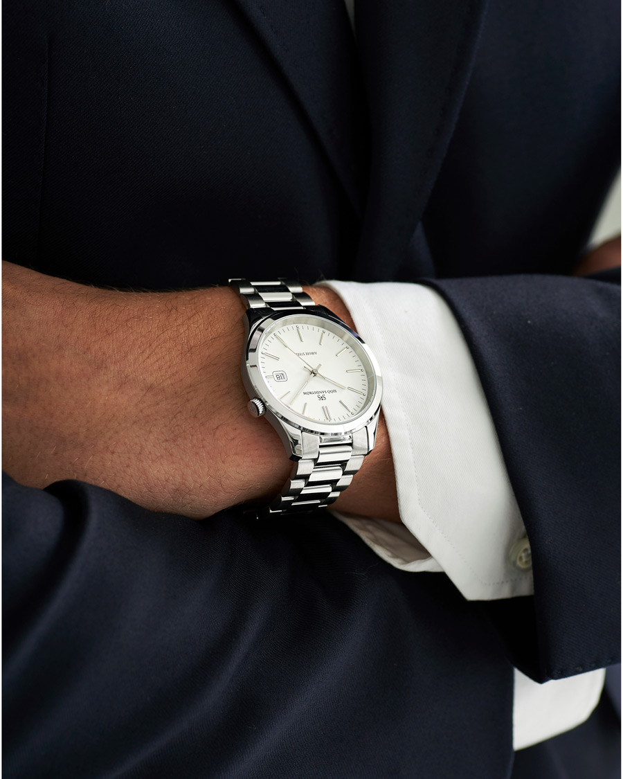 Uomini | Sjöö Sandström Jubilee Steel Quartz 40mm White/Steel | Sjöö Sandström | Jubilee Steel Quartz 40mm White/Steel