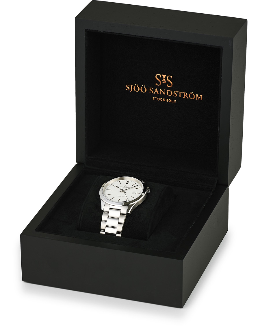 Uomini | Sjöö Sandström Jubilee Steel Quartz 40mm White/Steel | Sjöö Sandström | Jubilee Steel Quartz 40mm White/Steel