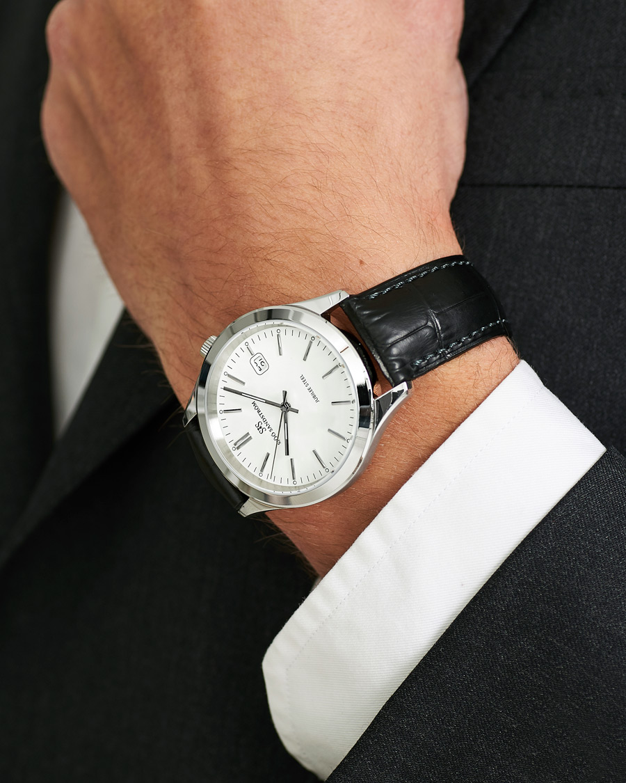 Uomini | Sjöö Sandström Jubilee Steel Quartz 40mm White/Black Calf | Sjöö Sandström | Jubilee Steel Quartz 40mm White/Black Calf