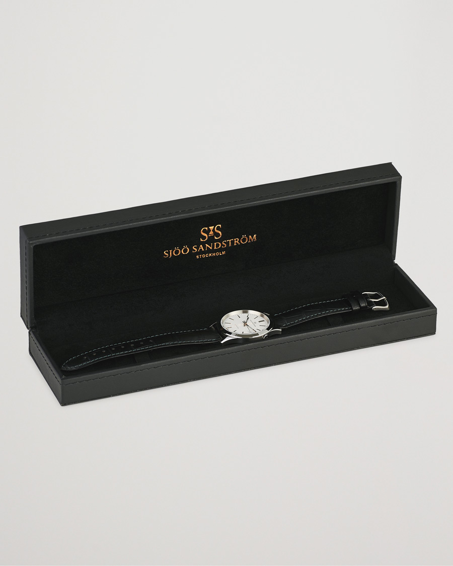 Uomini | Sjöö Sandström Jubilee Steel Quartz 40mm White/Black Calf | Sjöö Sandström | Jubilee Steel Quartz 40mm White/Black Calf