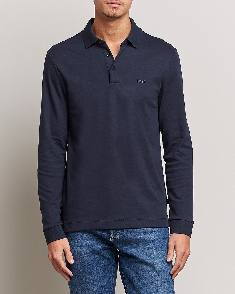 Uomini | Maglieria | BOSS BLACK | Pado Knitted Polo Shirt Dark Blue