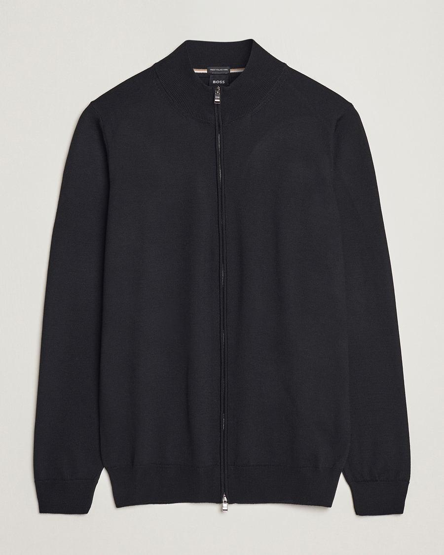 Uomini | Maglieria | BOSS BLACK | Balonso Full-Zip Sweater Black