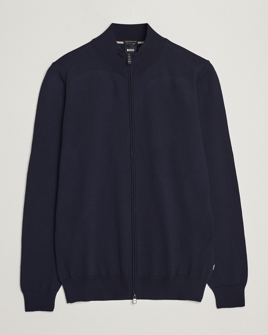 Uomini | Maglieria | BOSS BLACK | Balonso Full-Zip Sweater Dark Blue