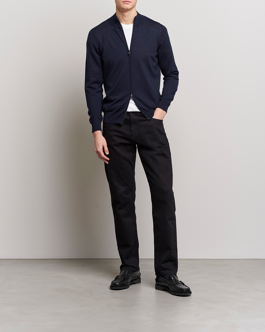 Uomini | Maglieria | BOSS BLACK | Balonso Full-Zip Sweater Dark Blue