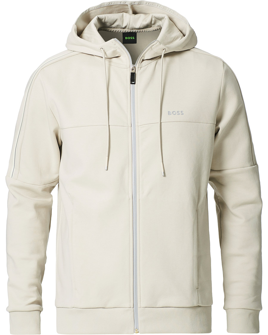 Uomini | Maglieria | BOSS GREEN | BOSS Athleisure Saggy Full Zip Hoodie Light Beige