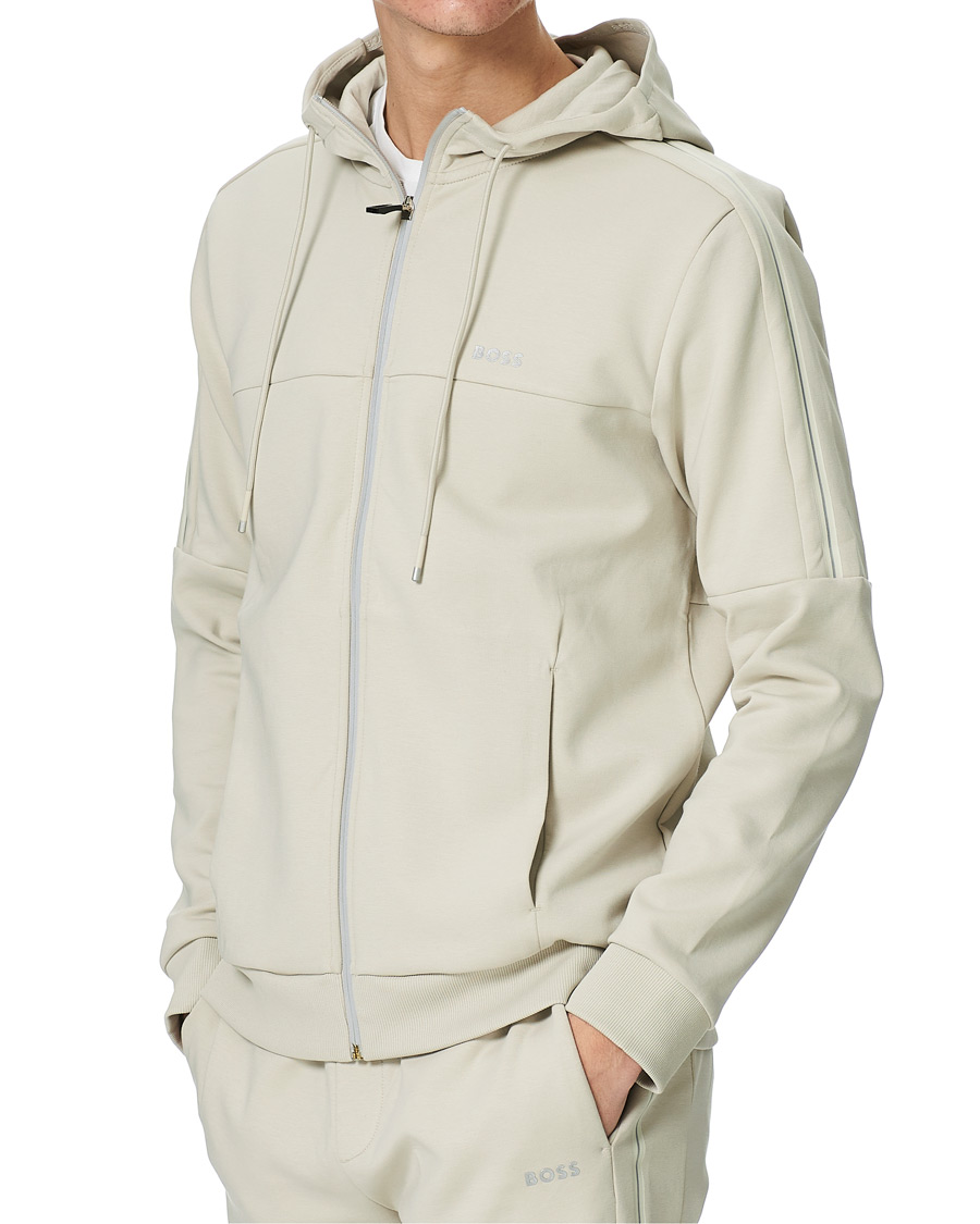 Uomini | Maglieria | BOSS GREEN | BOSS Athleisure Saggy Full Zip Hoodie Light Beige