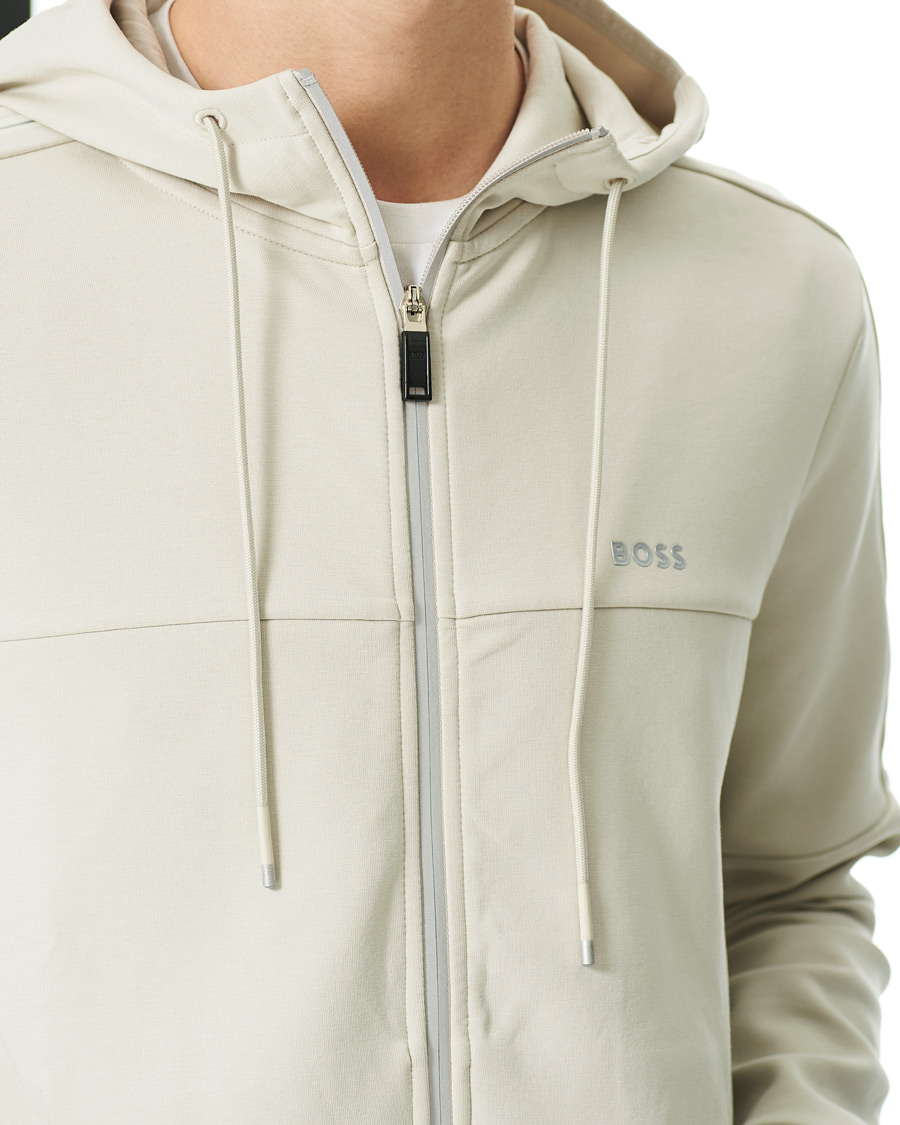 Uomini | Maglieria | BOSS GREEN | BOSS Athleisure Saggy Full Zip Hoodie Light Beige