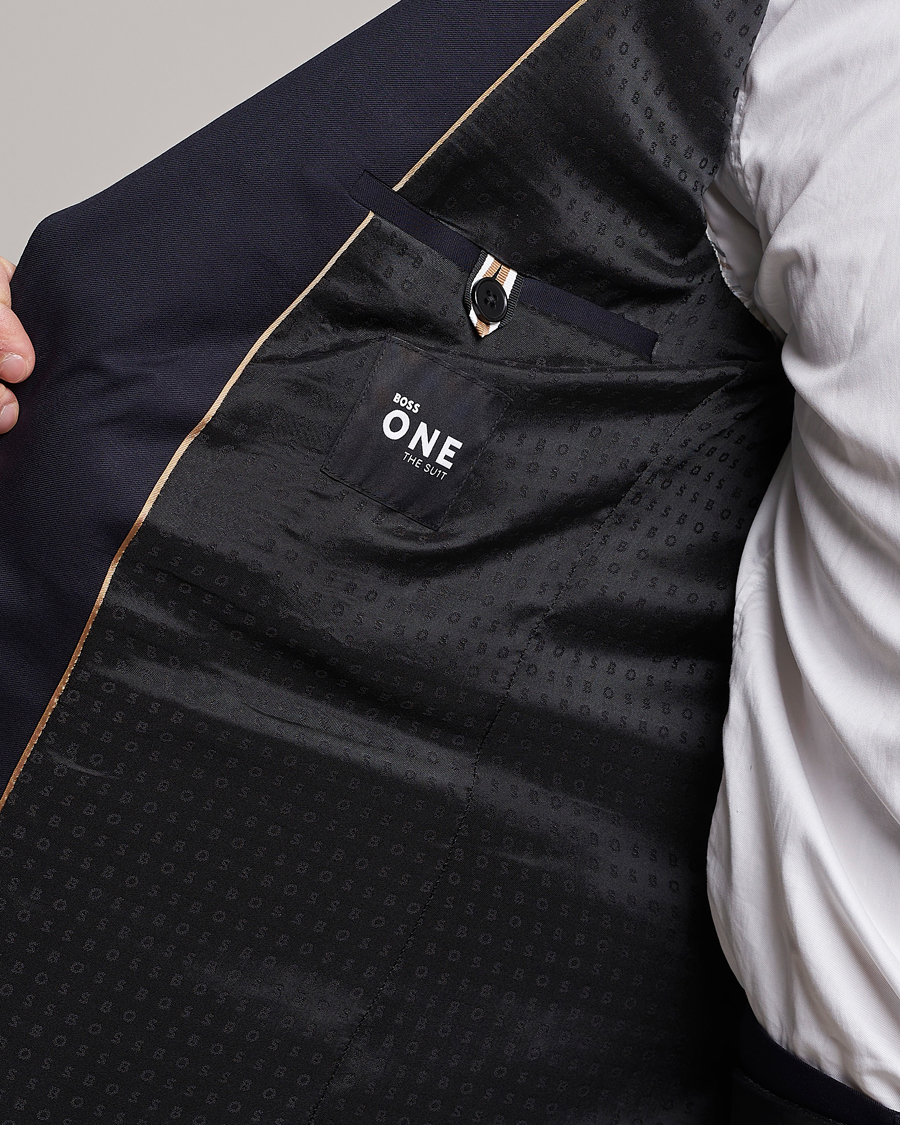 Uomini | Blazers | BOSS BLACK | Huge Slim Fit Wool Blazer Dark Blue