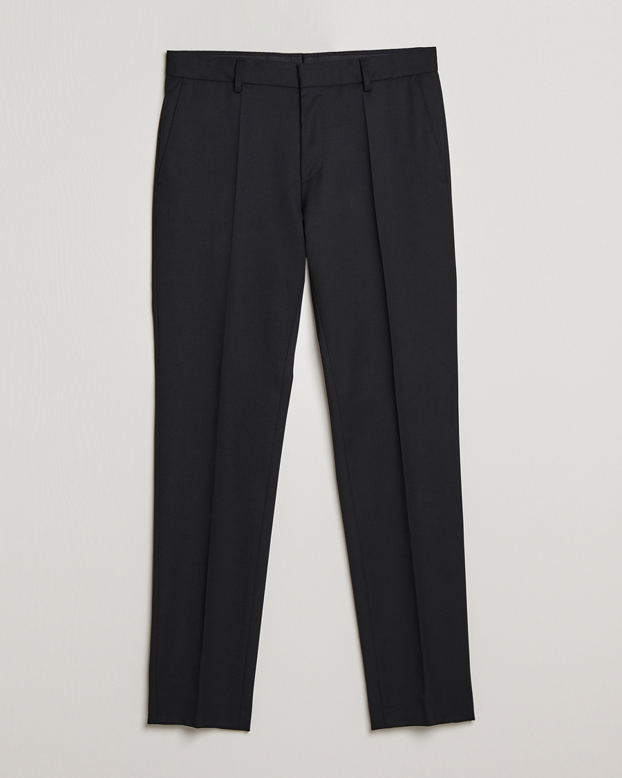 Uomini | Pantaloni | BOSS BLACK | Genius Slim Fit Wool Trousers Black