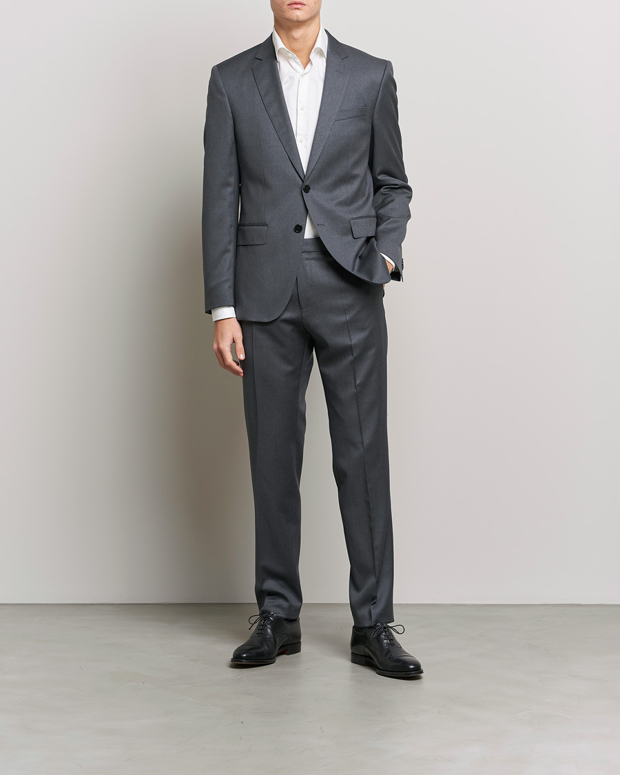 Uomini | Pantaloni | BOSS BLACK | Genius Slim Fit Wool Trousers Dark Grey
