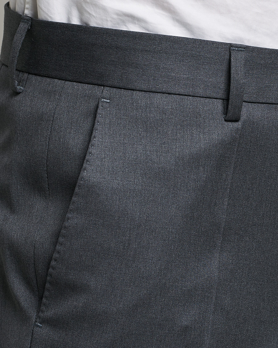Uomini | Pantaloni | BOSS BLACK | Genius Slim Fit Wool Trousers Dark Grey