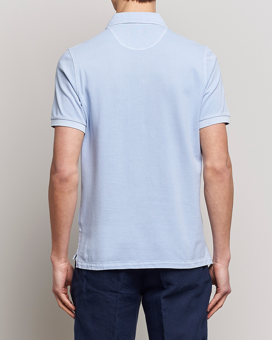 Uomini | Polo | Stenströms | Pigment Dyed Cotton Polo Shirt Light Blue
