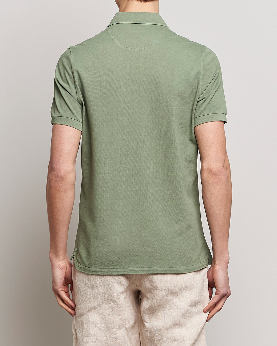 Uomini | Polo | Stenströms | Pigment Dyed Cotton Polo Shirt Green