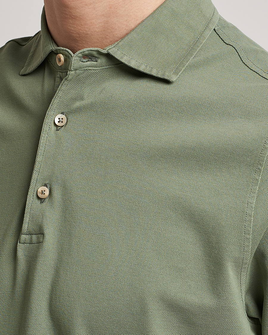Uomini | Polo | Stenströms | Pigment Dyed Cotton Polo Shirt Green