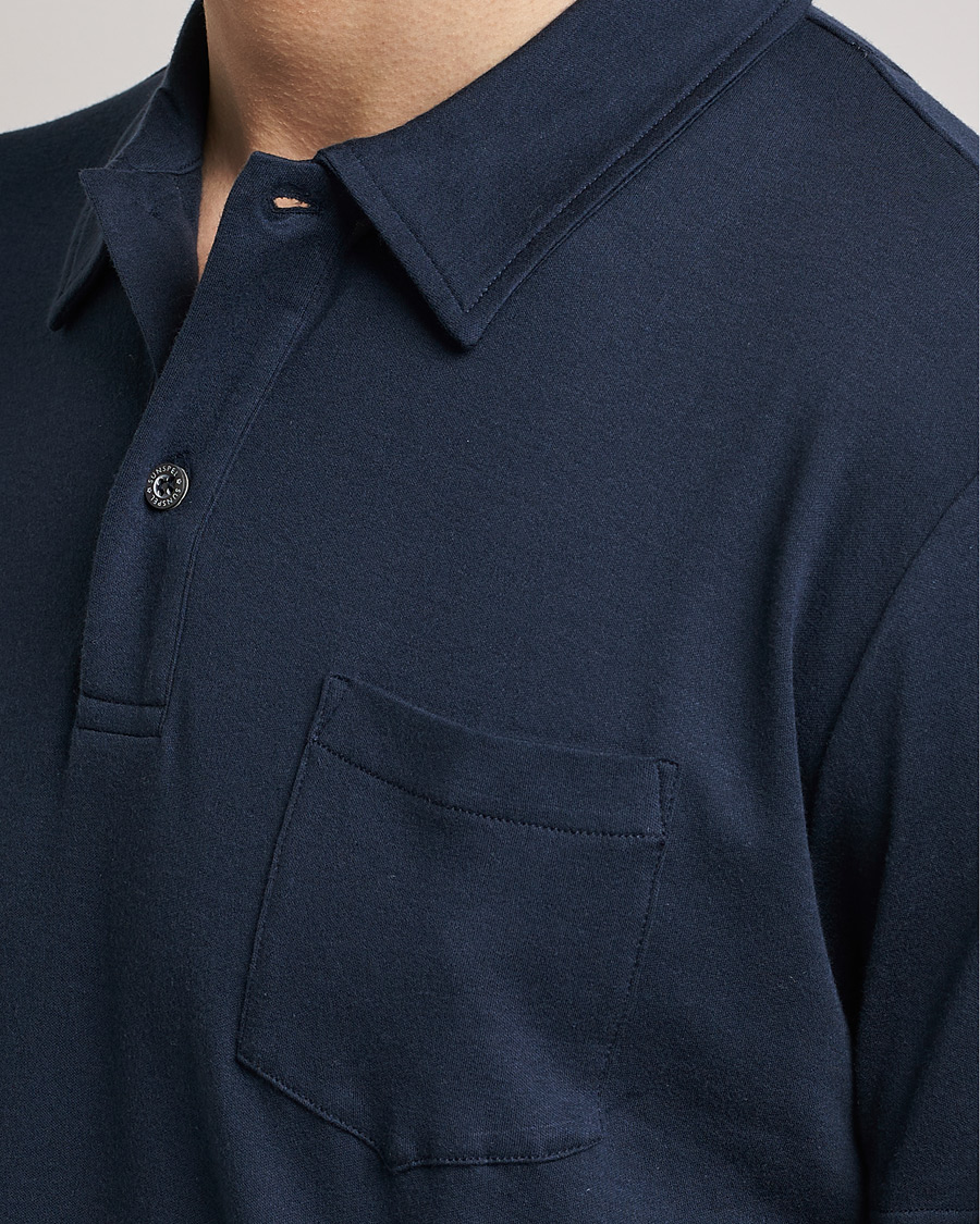 Uomini | Polo | Sunspel | Sea Island Jersey Riviera Polo Navy