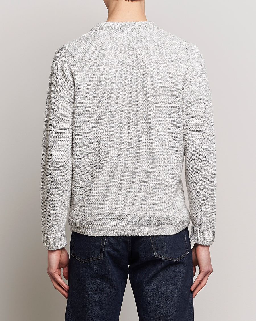 Uomini | Maglieria | Inis Meáin | Moss Stiched Linen Crew Neck Cream