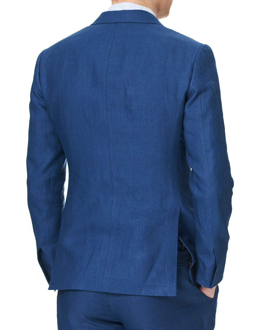 Uomini | Blazers | Ralph Lauren Purple Label | Double Breasted Linen Blazer Medium Blue