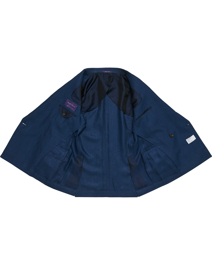 Uomini | Blazers | Ralph Lauren Purple Label | Double Breasted Linen Blazer Medium Blue