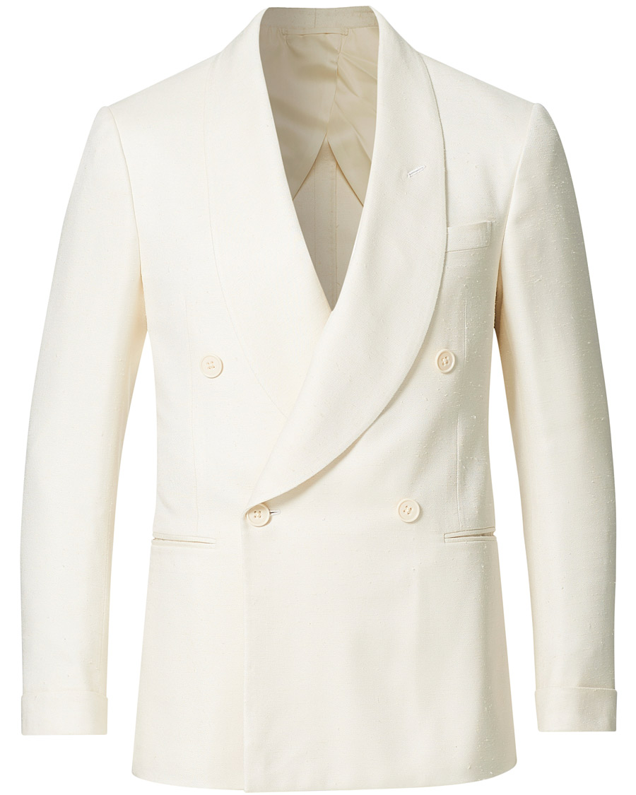 Uomini | Blazers | Ralph Lauren Purple Label | Double Breasted Mulberry Silk Blazer Cream