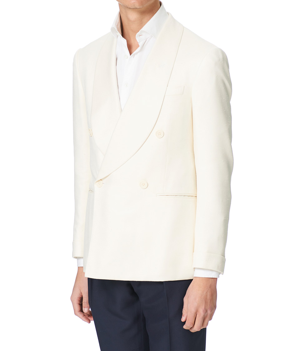 Uomini | Blazers | Ralph Lauren Purple Label | Double Breasted Mulberry Silk Blazer Cream