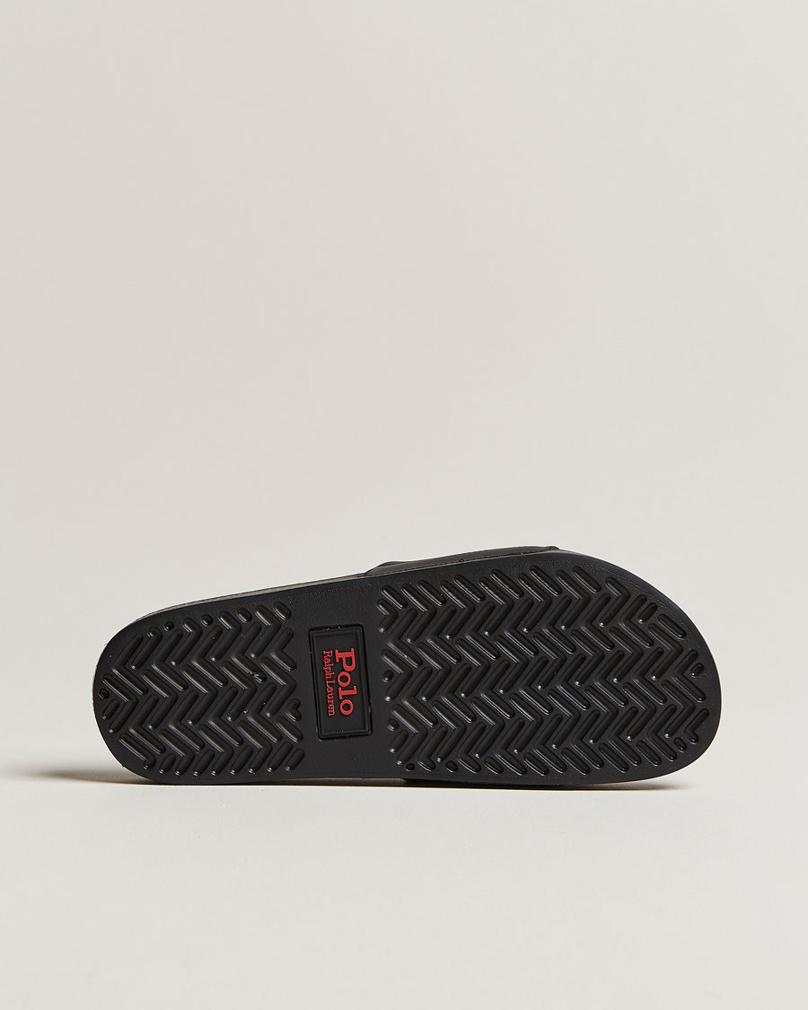Uomini | Polo Ralph Lauren Leather Logo Slides Black | Polo Ralph Lauren | Leather Logo Slides Black