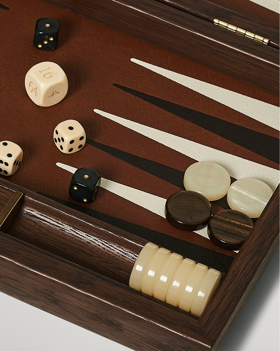 Uomini | Giochi | Manopoulos | Small Leatherette Backgammon Set Caramel Brown