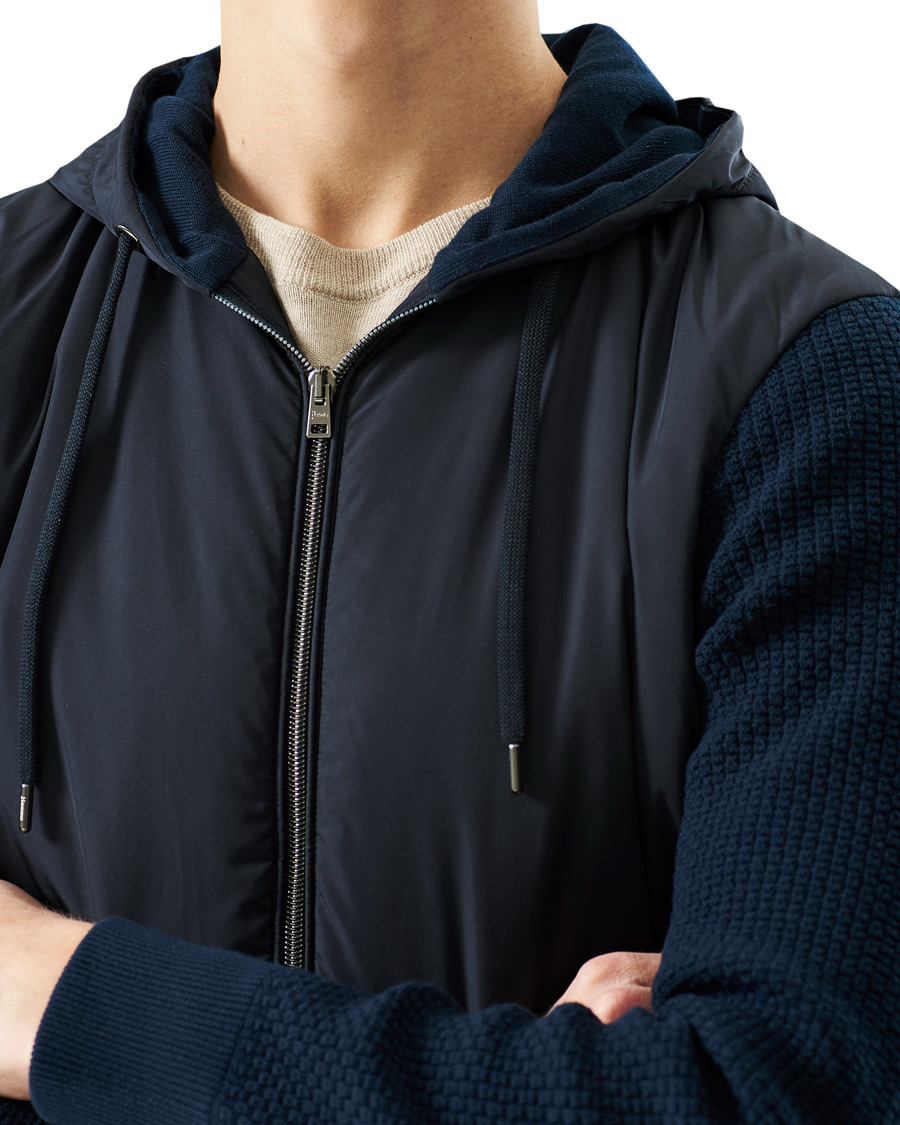Uomini | Giacche | Herno | Knitted Hybrid Jacket Navy