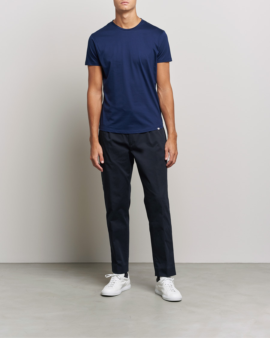 Uomini | T-shirt | Orlebar Brown | OB Crew Neck Mercerised Cotton Tee Navy