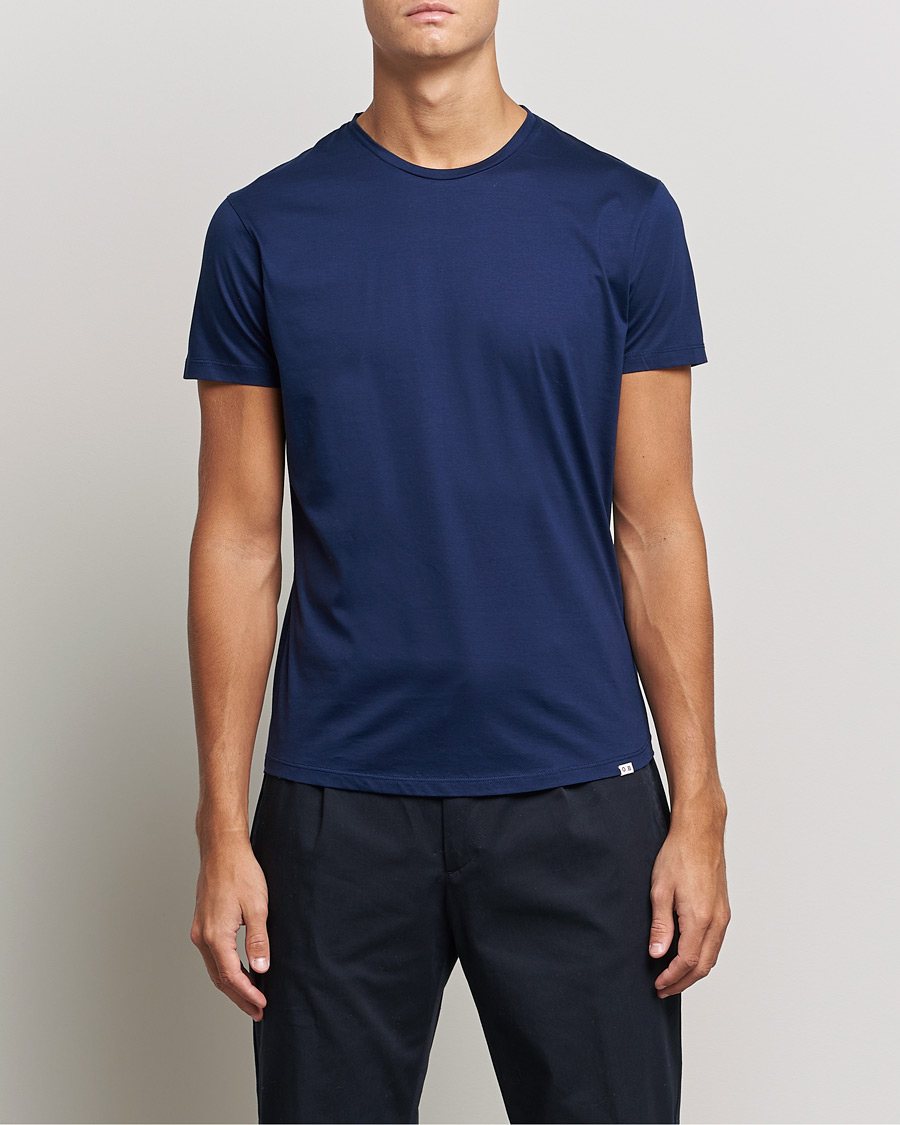 Uomini | T-shirt | Orlebar Brown | OB Crew Neck Mercerised Cotton Tee Navy
