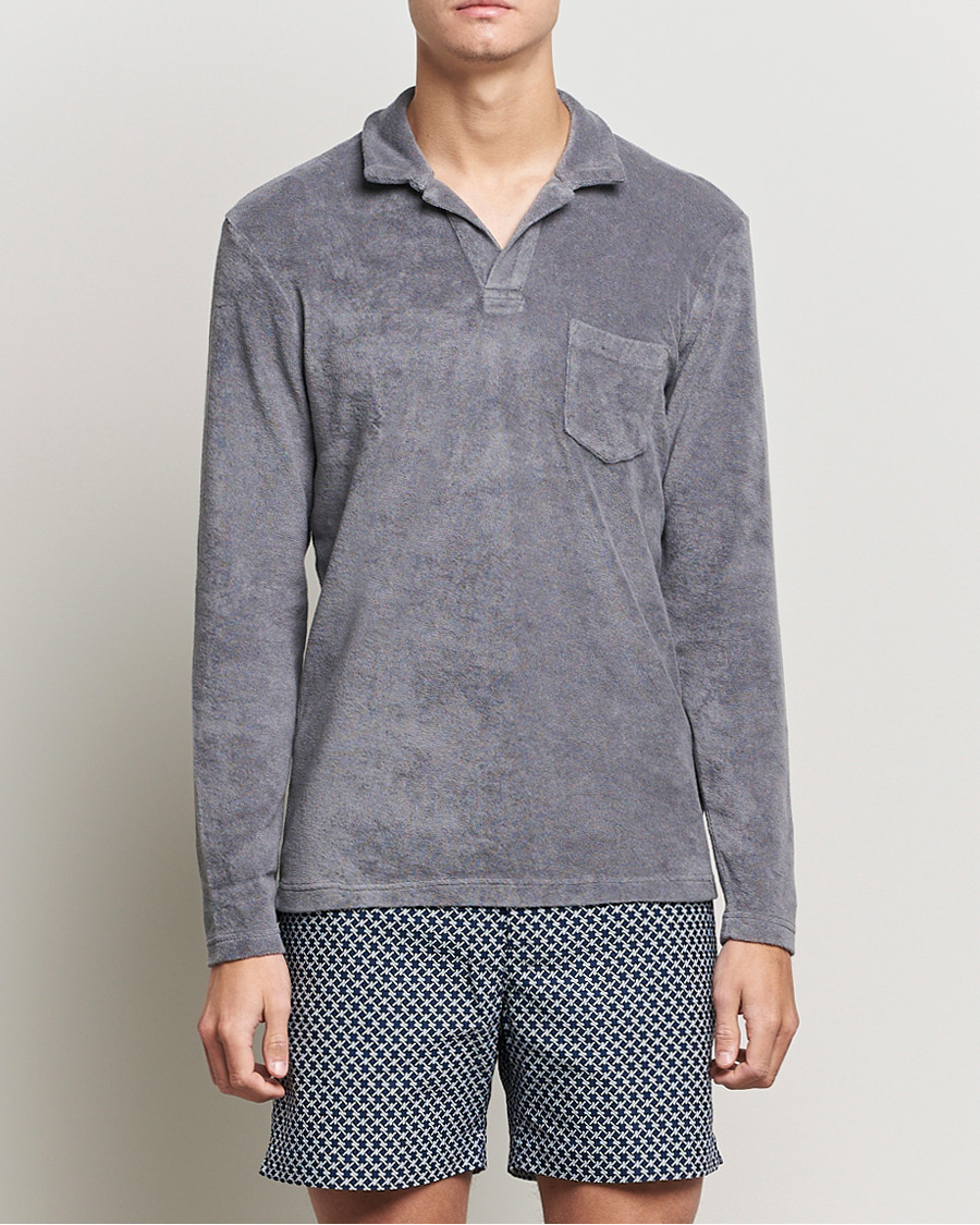 Uomini | Maglieria | Orlebar Brown | Terry Long Sleeve Polo Granite