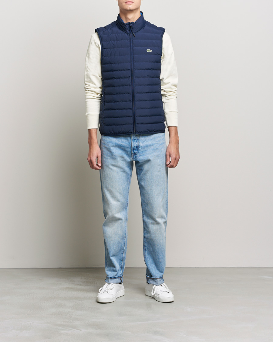 Uomini | Gilet | Lacoste | Lightweight Water-Resistant Quilted Zip Vest Navy Blue