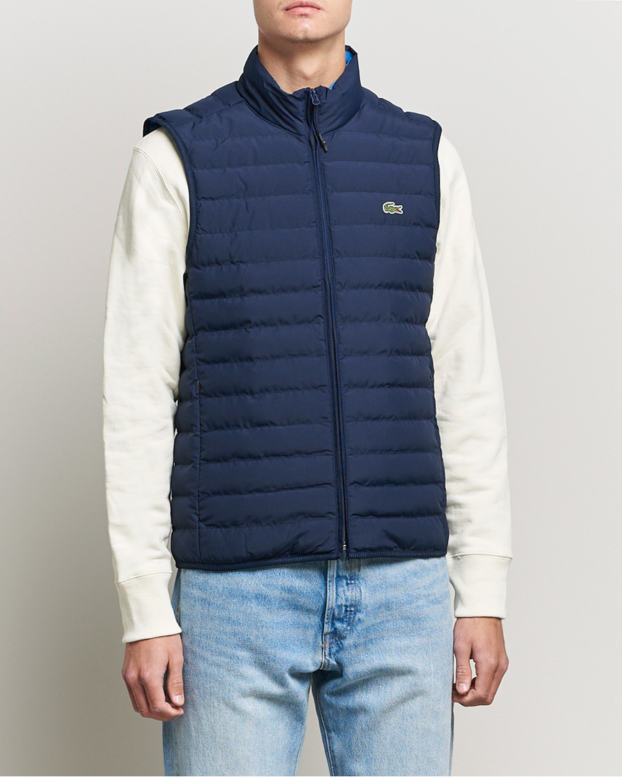 Uomini | Gilet | Lacoste | Lightweight Water-Resistant Quilted Zip Vest Navy Blue