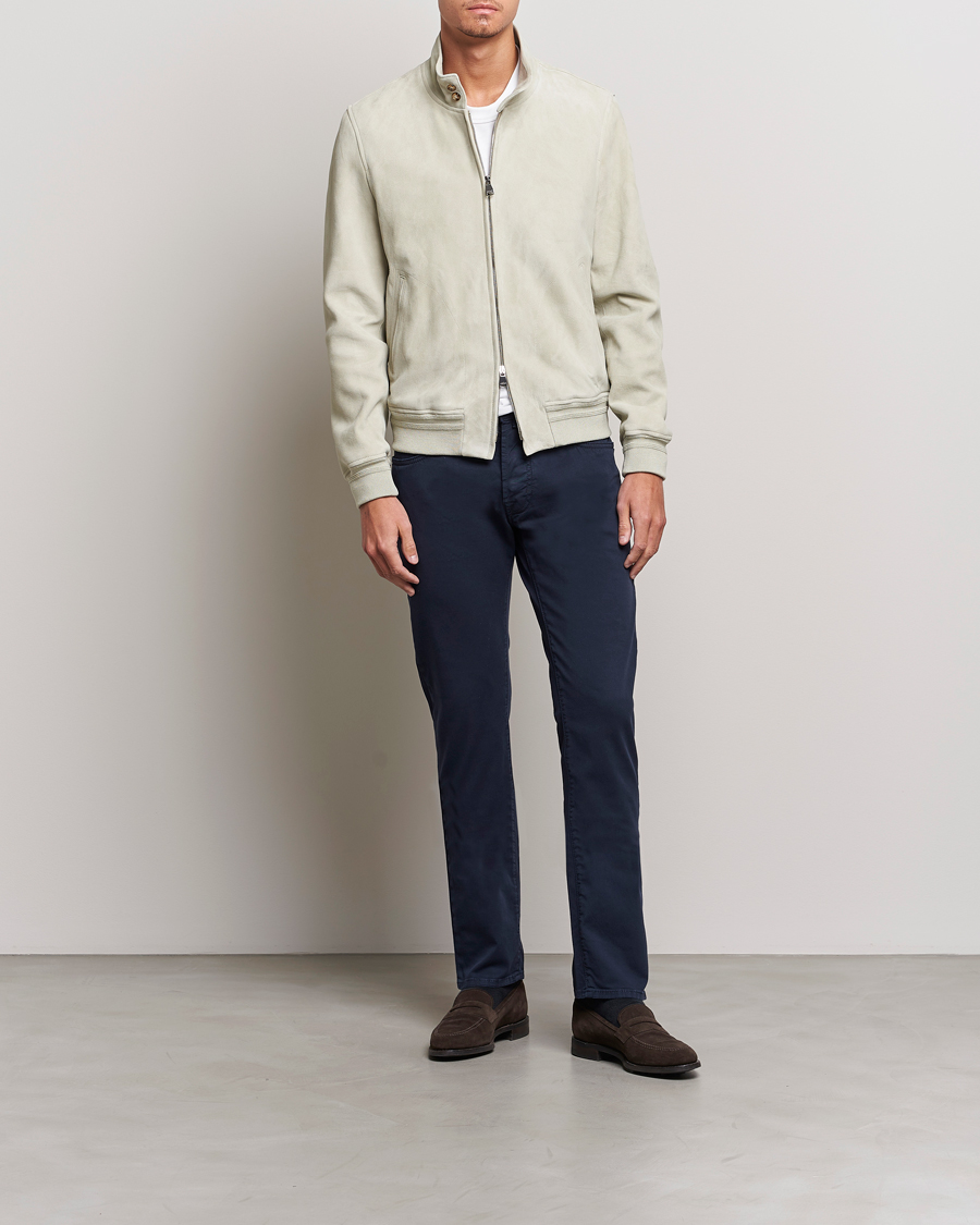 Uomini | Pantaloni | Jacob Cohën | Bard Garment Dyed Gabardine Trousers Navy