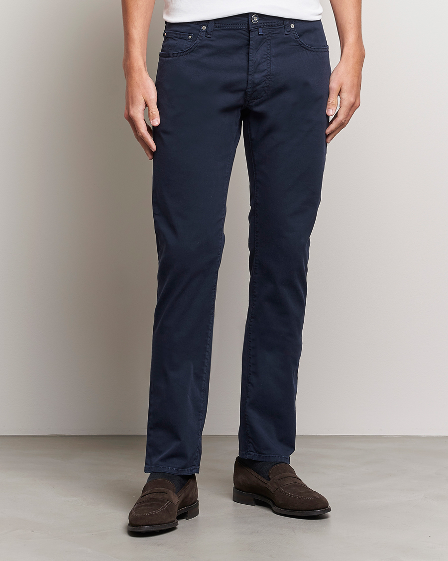 Uomini | Pantaloni | Jacob Cohën | Bard Garment Dyed Gabardine Trousers Navy