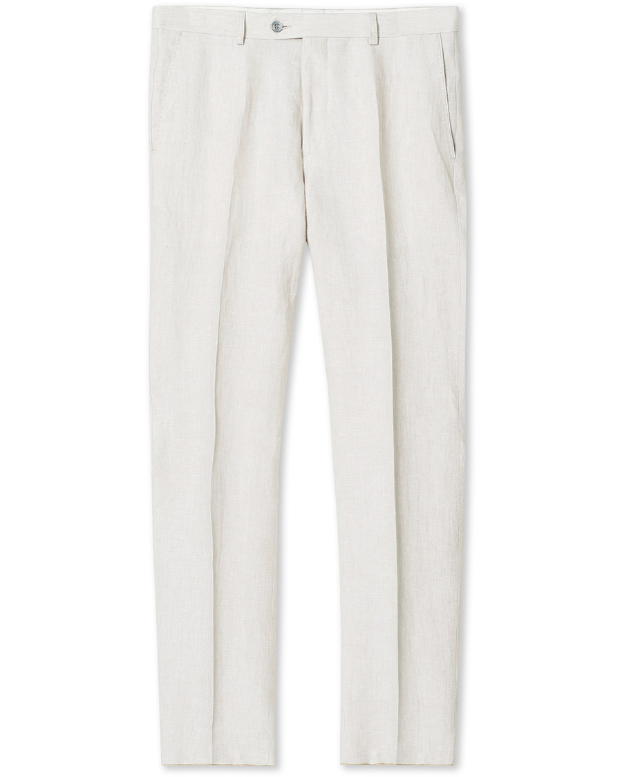 Uomini | Pantaloni | Oscar Jacobson | Denz Linen Trousers Off White