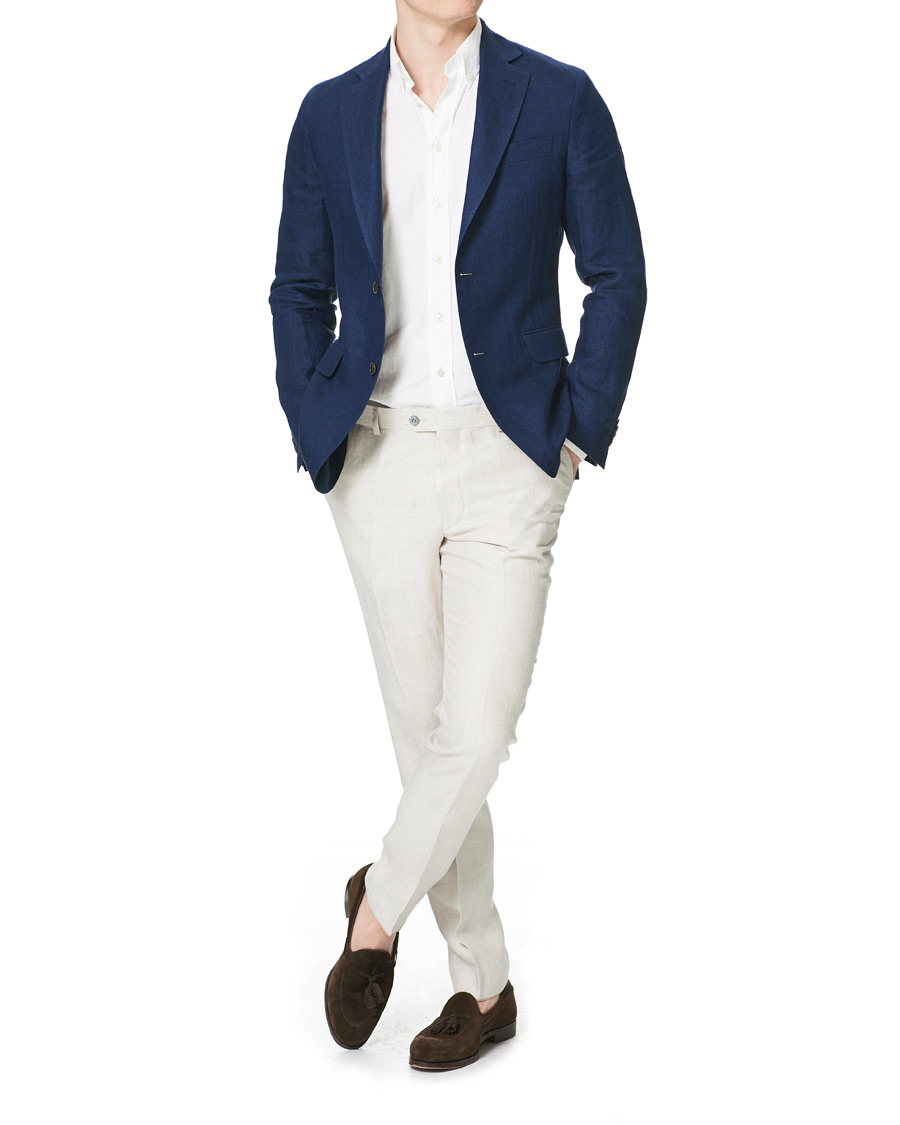 Uomini | Pantaloni | Oscar Jacobson | Denz Linen Trousers Off White
