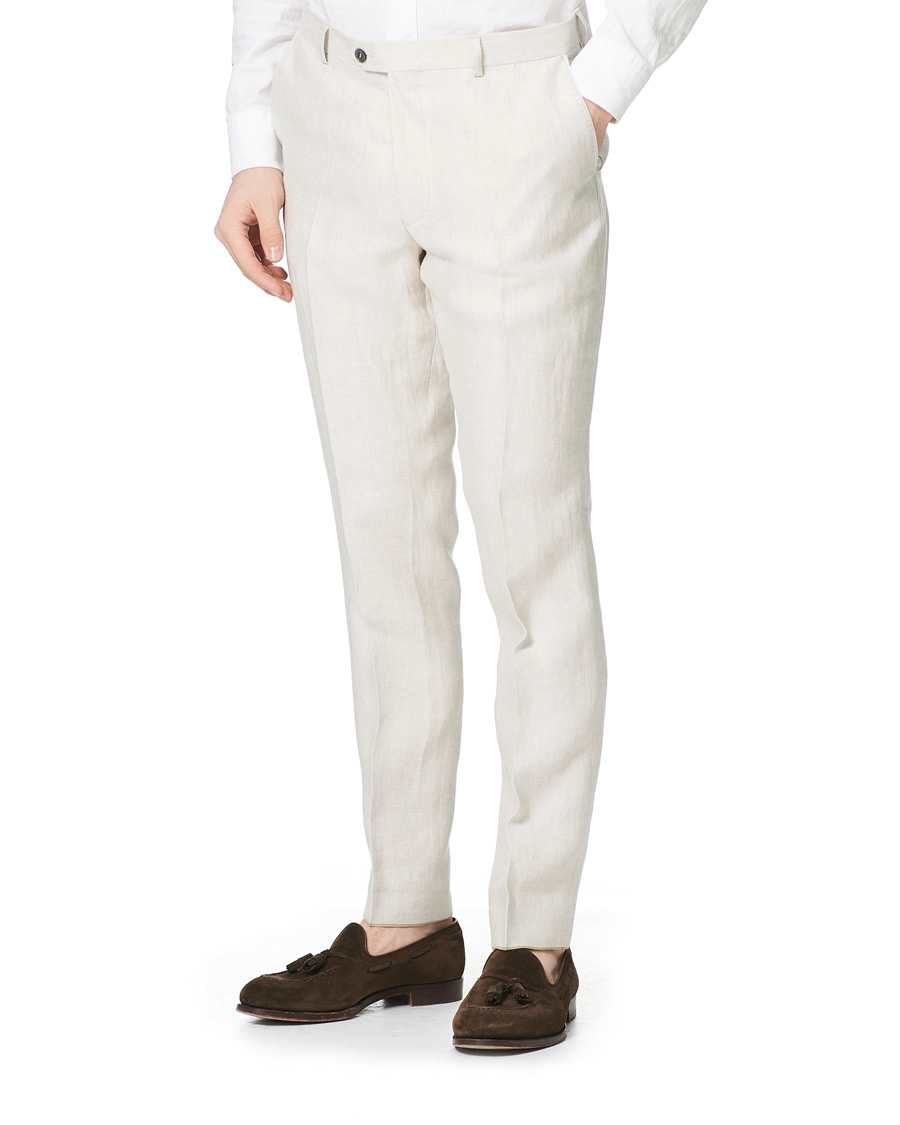 Uomini | Pantaloni | Oscar Jacobson | Denz Linen Trousers Off White