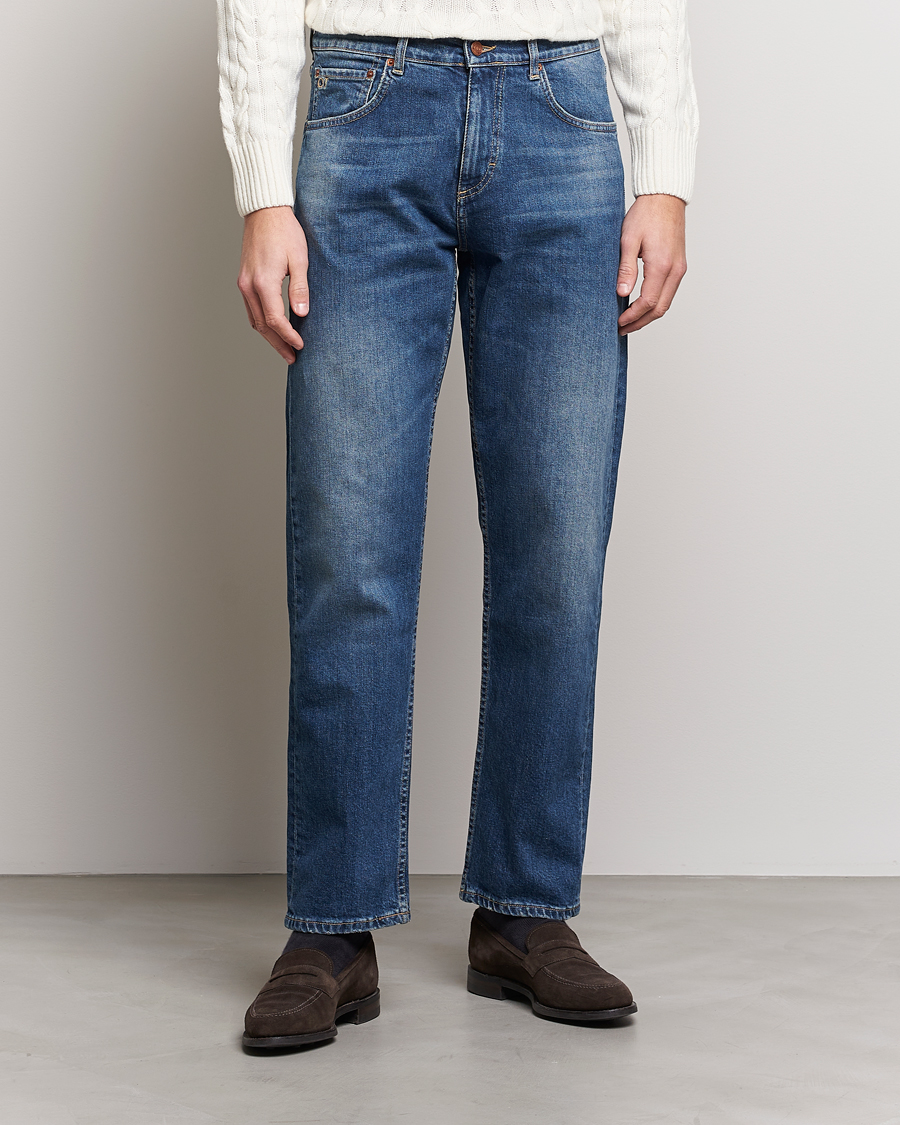 Uomini | Jeans | Oscar Jacobson | Johan Straight Fit Cotton Stretch Jeans Vintage Wash
