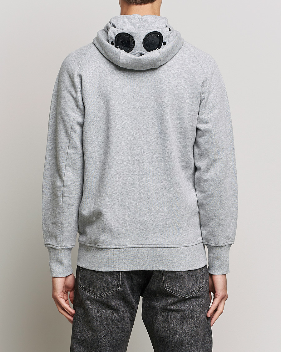 Uomini | Maglieria | C.P. Company | Diagonal Raised Fleece Full Zip Goggle Hoodie Grey