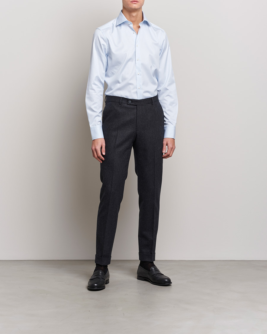 Uomini | Camicie | Stenströms | Slimline Thin Stripe Shirt White/Blue