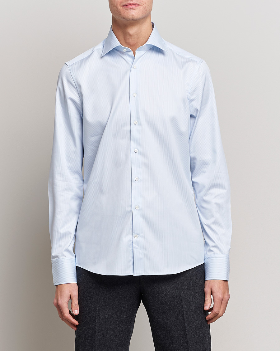 Uomini | Camicie | Stenströms | Slimline Thin Stripe Shirt White/Blue