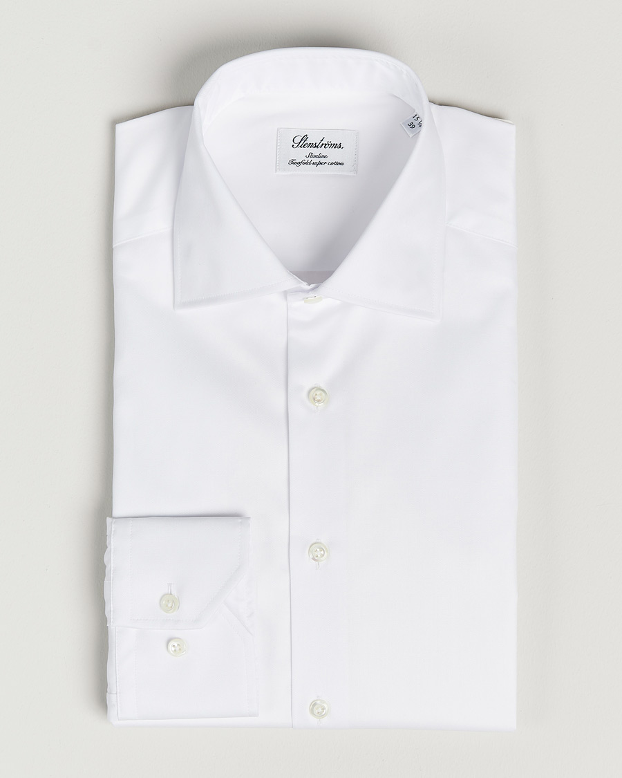 Uomini | Camicie | Stenströms | Slimline Cut Away Shirt White