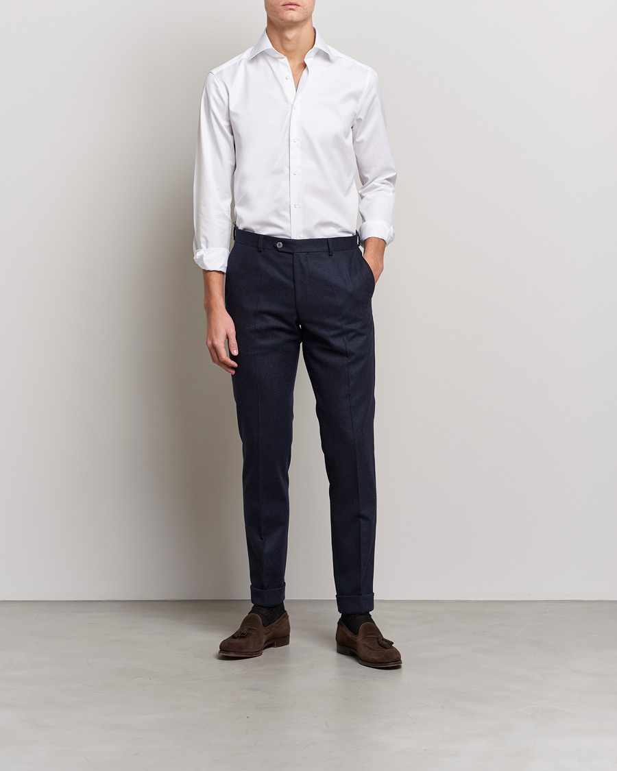 Uomini | Camicie | Stenströms | Slimline Cut Away Shirt White