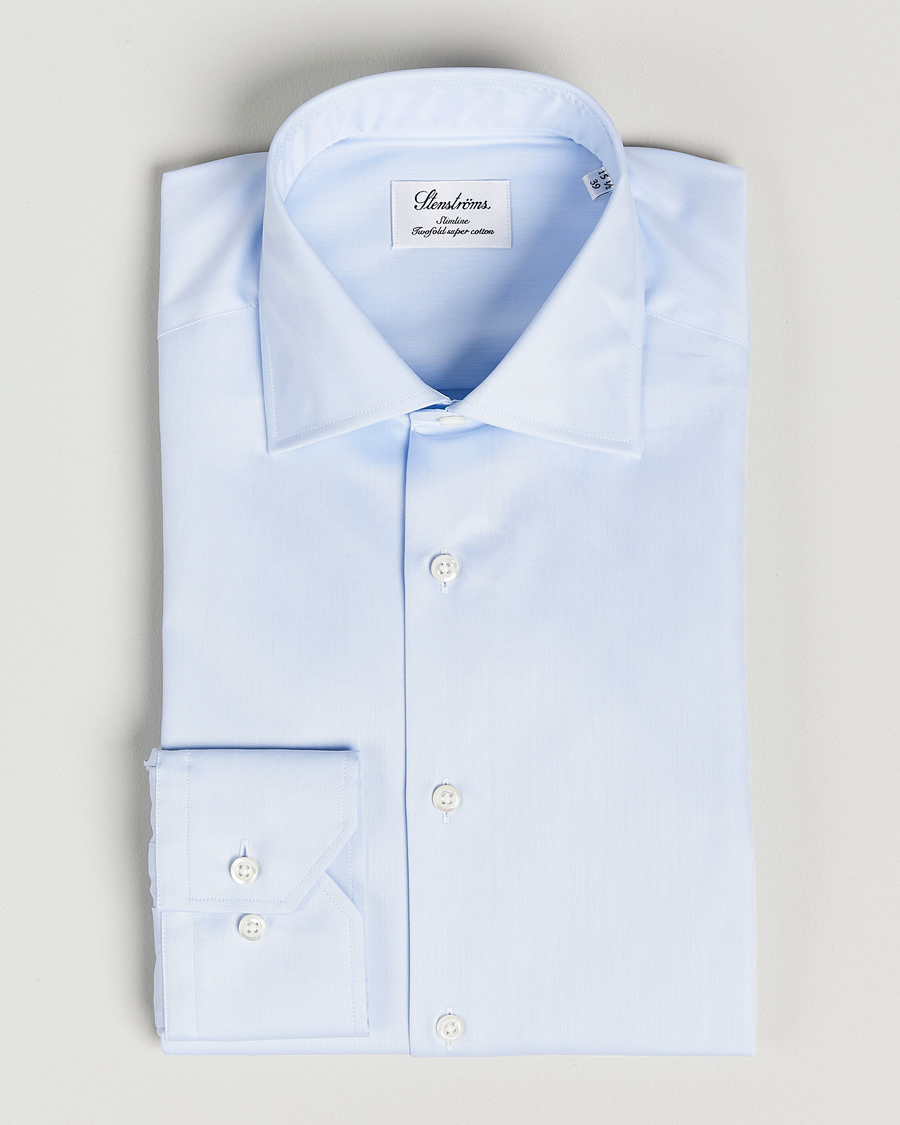 Uomini | Camicie | Stenströms | Slimline Cut Away Shirt Light Blue