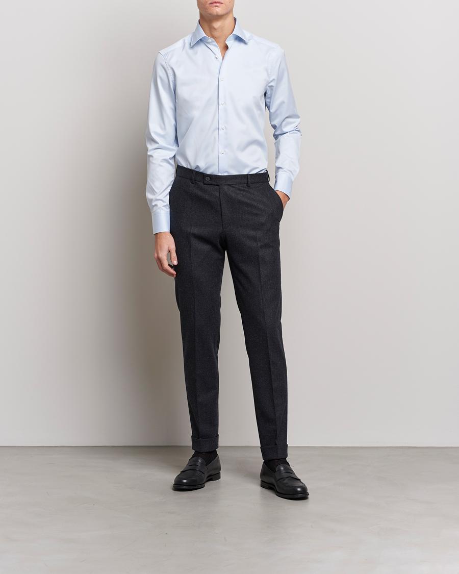Uomini | Camicie | Stenströms | Slimline Cut Away Shirt Light Blue