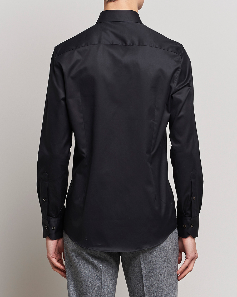 Uomini | Camicie | Stenströms | Slimline Cut Away Shirt Black