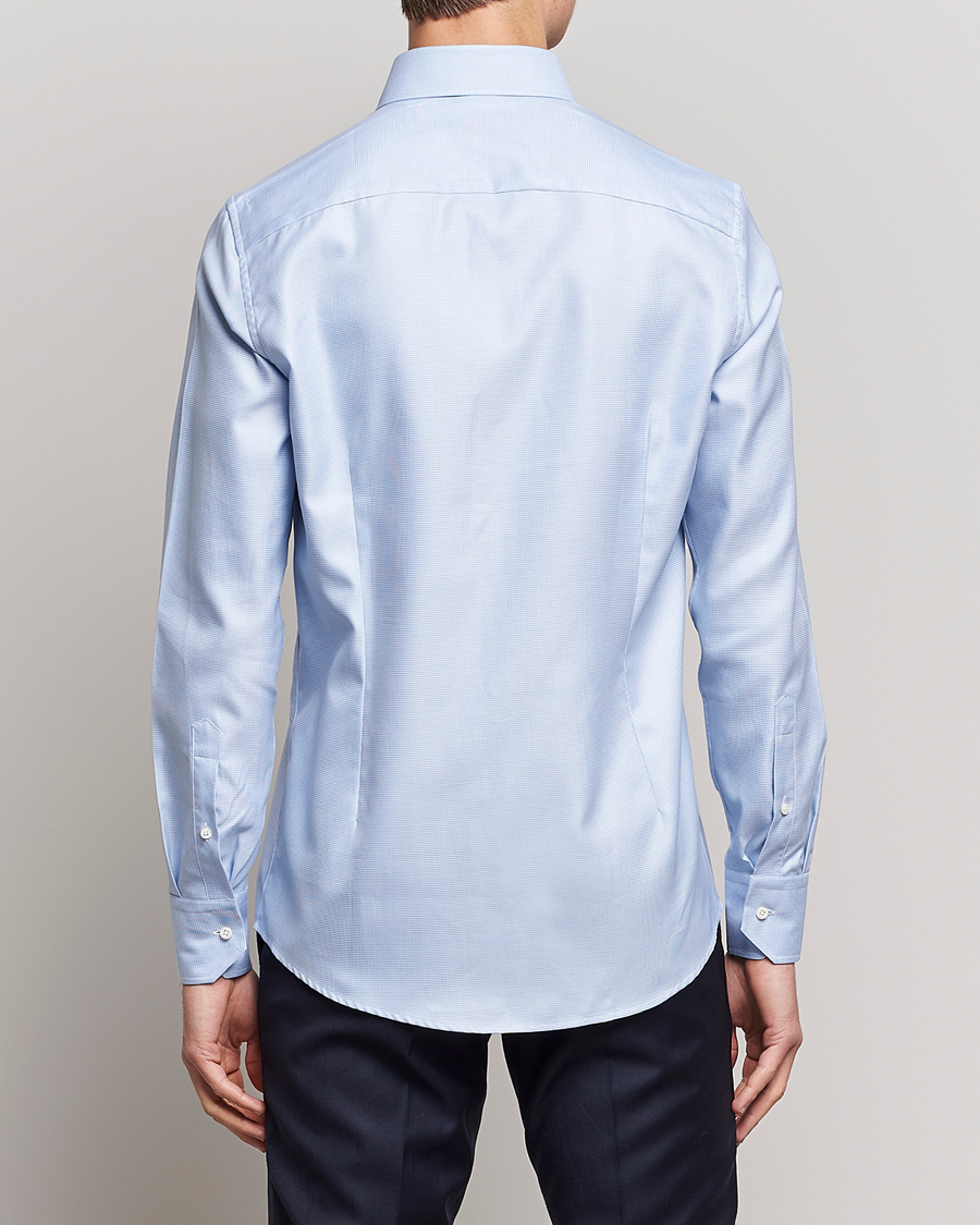 Uomini | Camicie | Stenströms | Slimline Houndstooth Shirt Light Blue