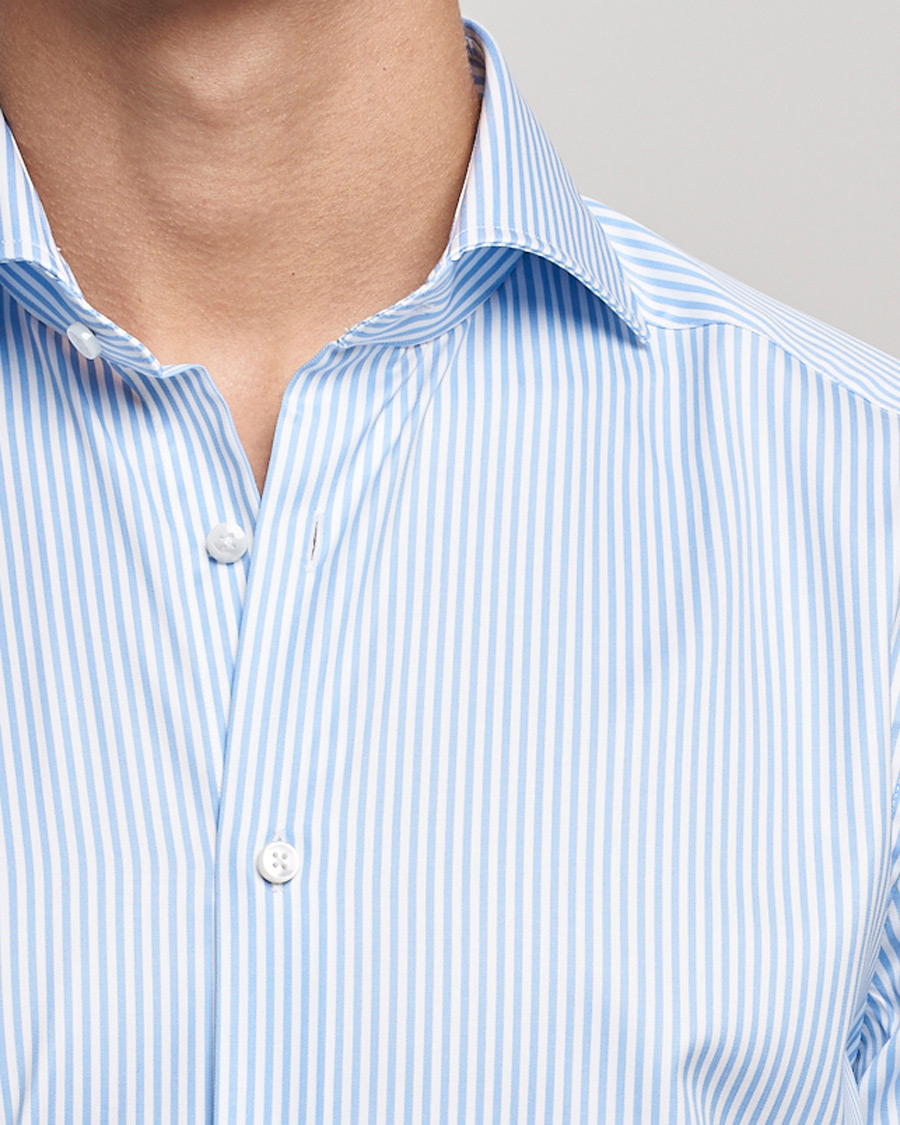 Uomini | Camicie | Stenströms | Slimline Stripe Cut Away Shirt Light Blue
