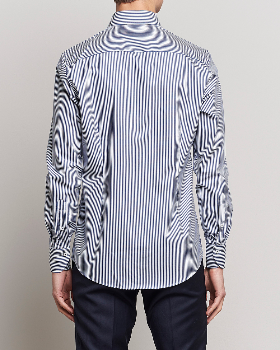 Uomini | Camicie | Stenströms | Slimline Stripe Cut Away Shirt Navy